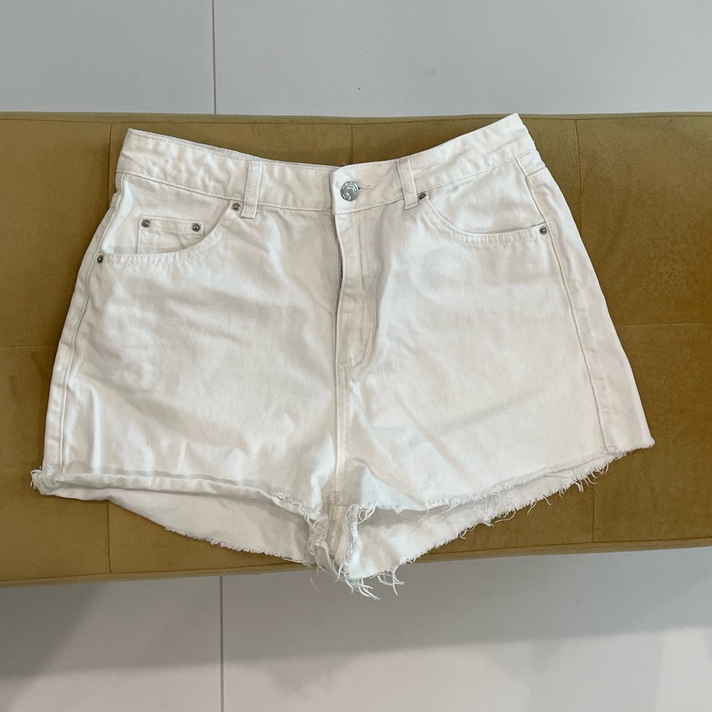 Topshop White High-Rise Denim Jean Shorts
